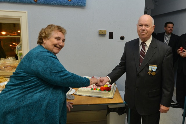 Cutting the celebration cake