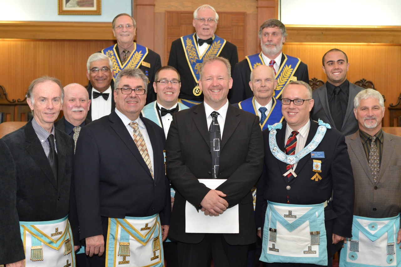 Bro. Nick Bowles with W.Bro. Eric Marshall and visitors from Brant Lodge no. 45