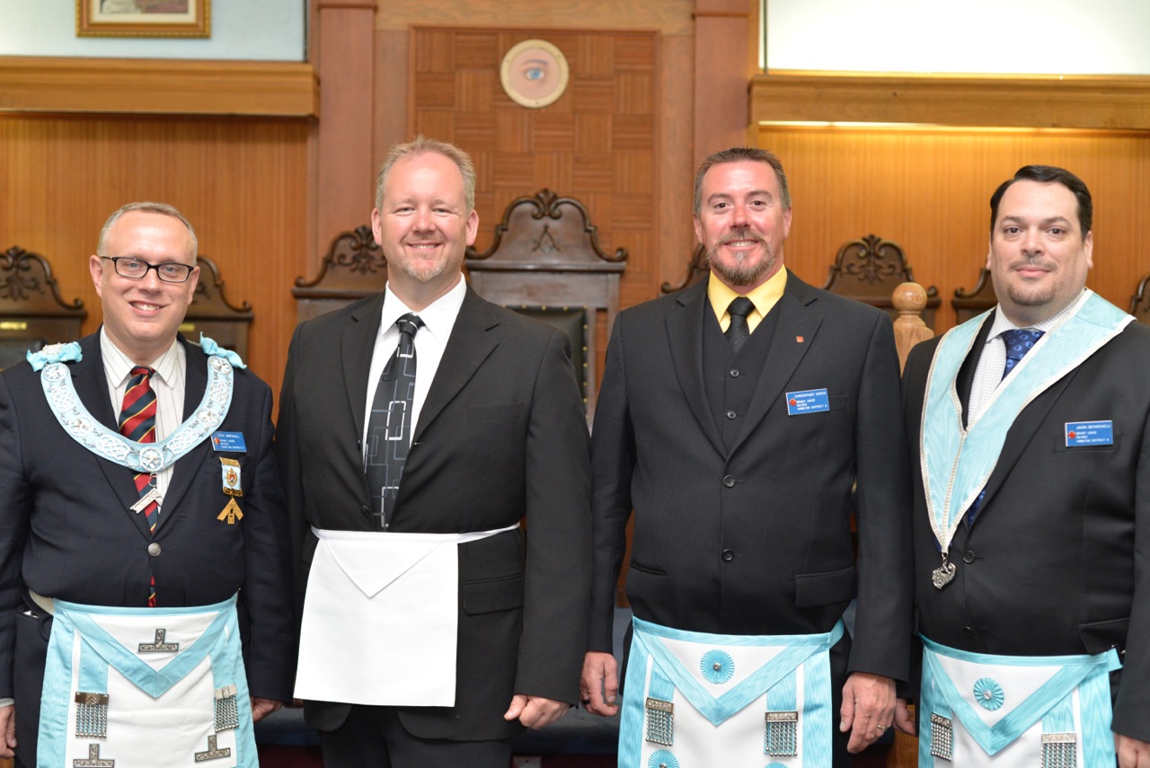 W.Bro. Eric Marshall (co-sponsor) with Bro. Nick Bowles, Bro. Soper and Bro. Berardinelli (co-sponsor)