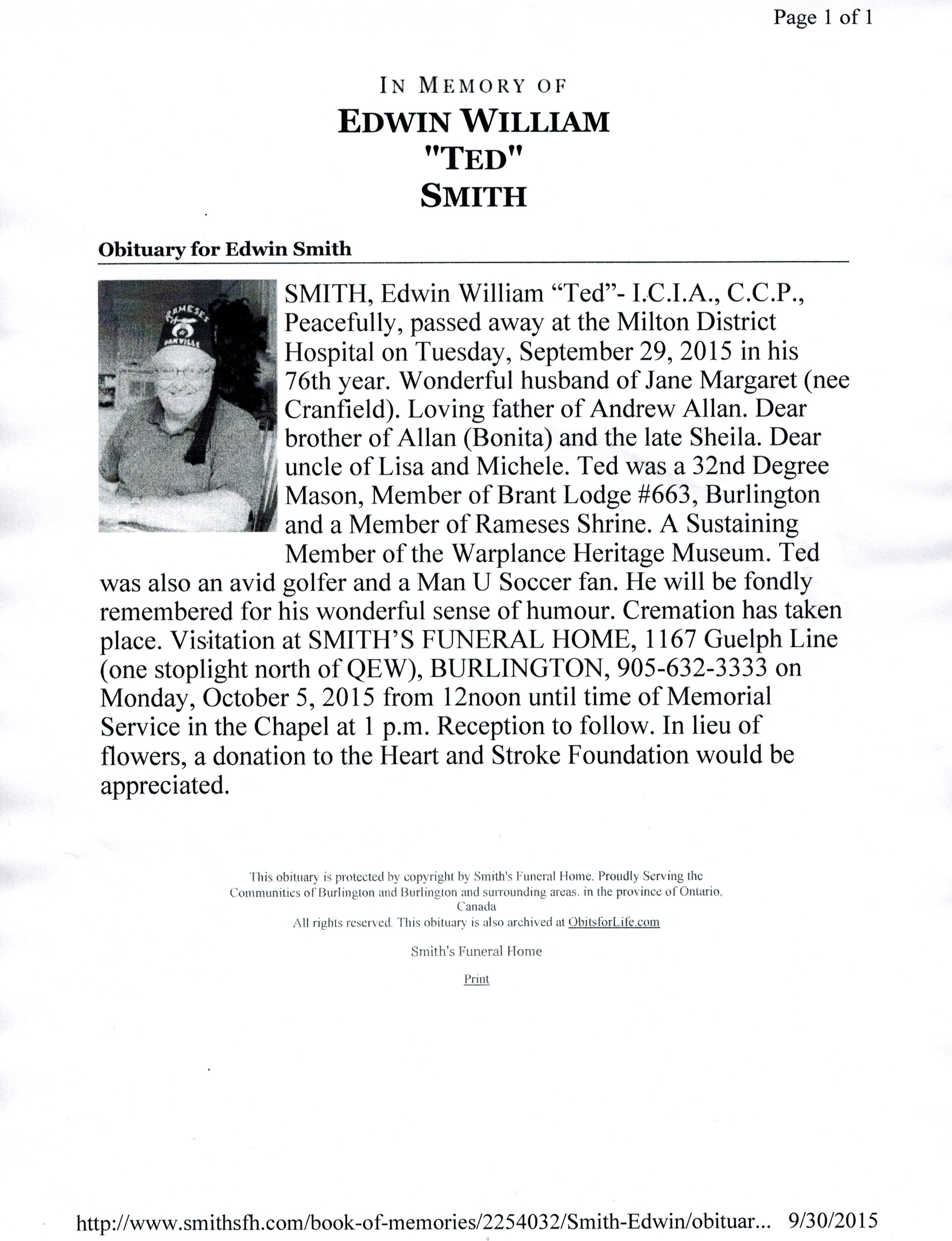 Ted Smith Obituary